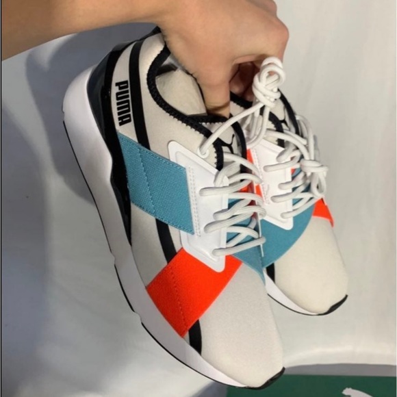 Puma Muse X2 Gloss Shoes New With Box White Black Milky Blue Womans 6.5 , 9.5 - Picture 5 of 11